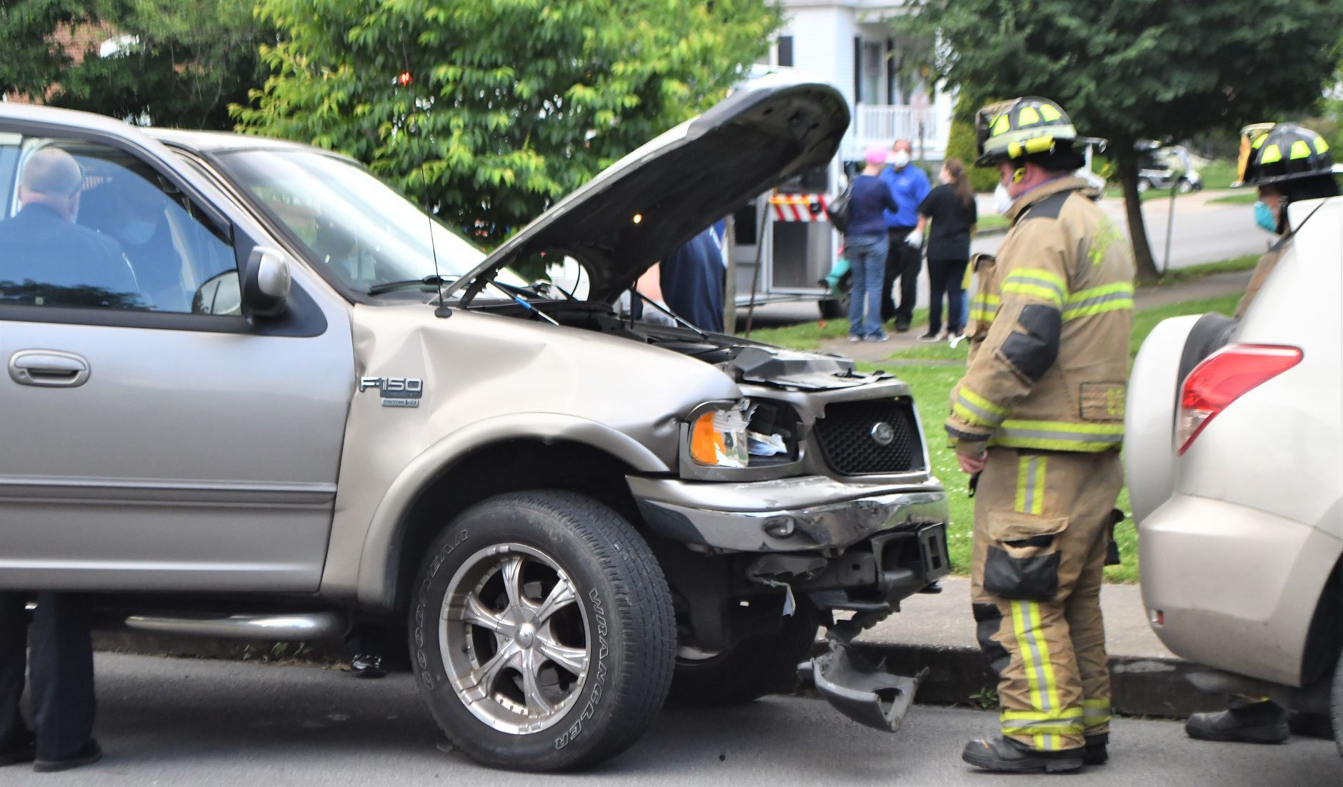 Truck damaged on Broadway